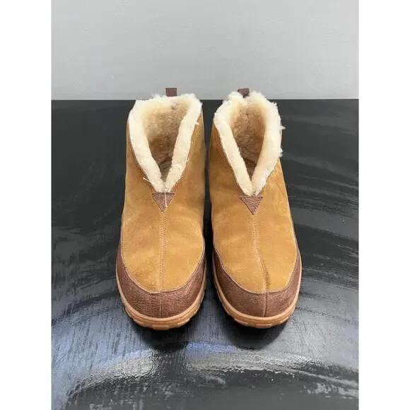 Eddie Bauer Men's Shearling Boot Slippers Suede & Sheepskin - Picture 2 of 5